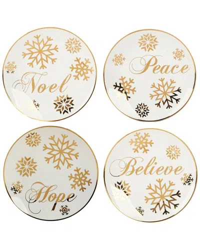 Certified International Christmas Glitter Set Of 4 Gold Salad Plates In Neutral