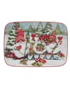 Certified International Christmas Gnomes 14" Rectangular Platter In Red