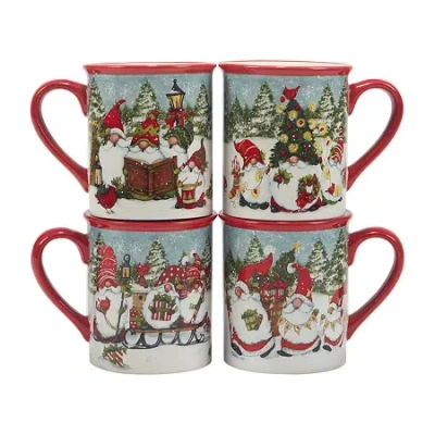 Certified International Christmas Gnomes 4-pc. Coffee Mug In Red