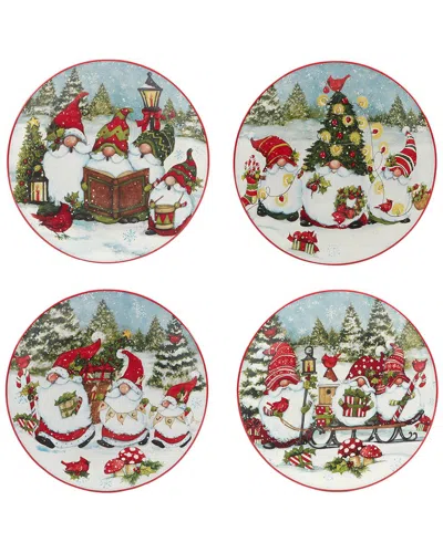 Certified International Christmas Gnomes Dessert Plates (set Of 4)