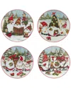 Certified International Christmas Gnomes 9" Dessert Plates Set Of 4, Service For 4