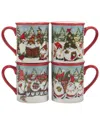 Certified International Christmas Gnomes 16 oz Mugs Set Of 4, Service For 4
