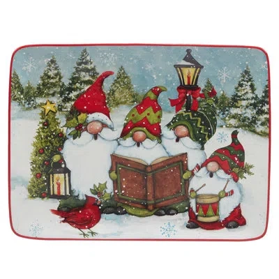 Certified International Christmas Gnomes Rectangular Platter 16" X 12"