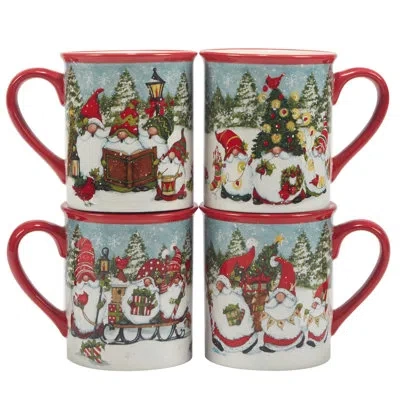Certified International Christmas Gnomes Set Of 4 Mug 16 Oz. Asst. In Blue;white;green;red