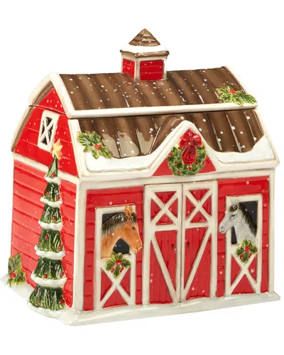 Certified International Christmas On The Farm 3d Barn Cookie Jar In Multi
