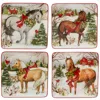 Certified International Christmas On The Farm 4-pc. Canape Plate Asst. In White,red
