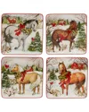 Certified International Christmas On The Farm Set Of 4 Dessesrt Plate