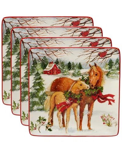 Certified International Christmas On The Farm Set Of 4 Dinner Plate
