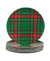 Certified International Christmas Plaid 11" Set Of 6 Dinner Plate In Red