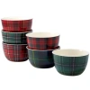 Certified International Christmas Plaid 6-pc. Ceramic Ice Cream Bowl In Multi
