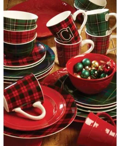 Certified International Christmas Plaid Dinnerware Collection In Red