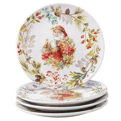 Certified International Christmas Story Set Of 4 Dinner Plate In Green;red;beige