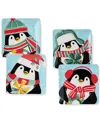 Certified International Christmas Whimsy Penguin Set Of 4 Dessert Plates In Multi