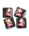 Certified International Christmas Whimsy Santa Set Of 4 Canape Plates In Multi