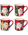 Certified International Christmas Whimsy Santa Set Of 4 Mugs In Multi