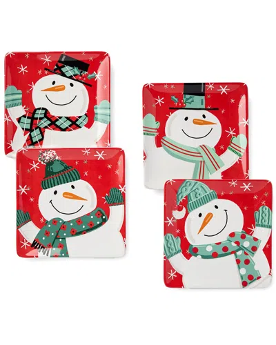 Certified International Christmas Whimsy Snowman Set Of 4 Dessert Plates