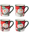 Certified International Christmas Whimsy Snowman Set Of 4 Mugs In Multi