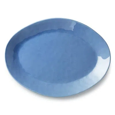 Certified International Cloudy Sky Oval Serving Platter 16 X 12 In – Stoneware Tray With Blue Marbled Glaze – Elegant Dinner