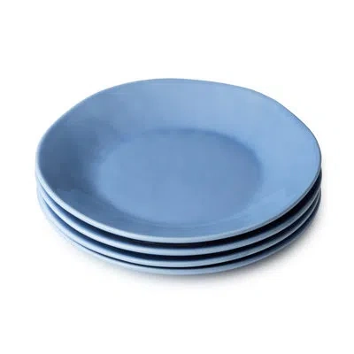 Certified International Cloudy Sky Stoneware Salad Plates 9" – Set Of 4 Blue Marbled Glaze Plates For Salads, Appetizers, De