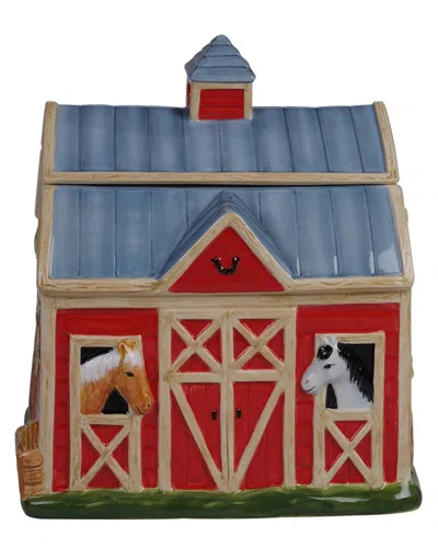 Certified International Clover Farm Barn Cookie Jar In Multicolor