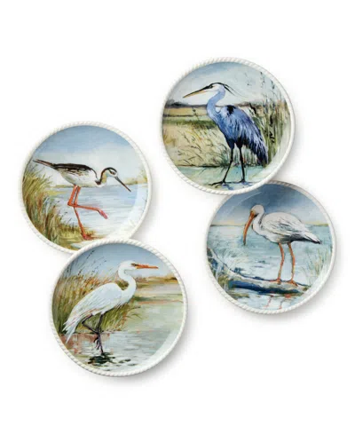 Certified International Coastal Birds Set Of 4 Canape Plates In Multi