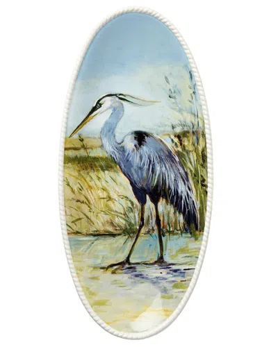 Certified International Coastal Birds Fish Platter In Multi