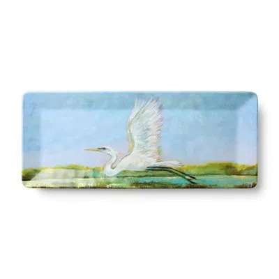 Certified International Coastal Birds Melamine 3-piece Hostess Set – Chip & Dip, 3-section Relish Tray, Rectangular Platter  In Multicolored