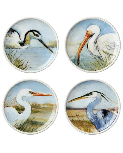 Certified International Coastal Birds Set Of 4 Salad Plates In Multi