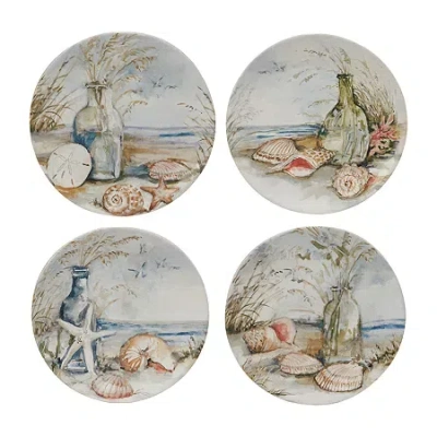 Certified International Coastal Landscape 4-pc. Earthenware Salad Plate In Multi