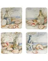Certified International Coastal Landscape Set Of 4 Canape Plates, 6"