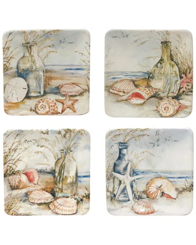 Certified International Coastal Landscape Set Of 4 Canape Plates, 6"