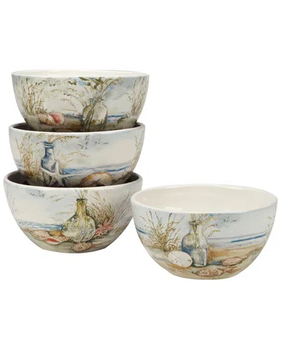 Certified International Coastal Landscape Set Of 4 Ice Cream Bowl