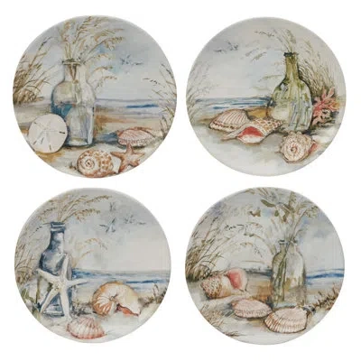 Certified International Coastal Landscape Set Of 4 Salad Plate 9" 4 Asst. In Blue;brown;beige