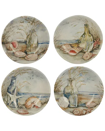 Certified International Coastal Landscape Set Of 4 Soup/pasta Bowl 9"