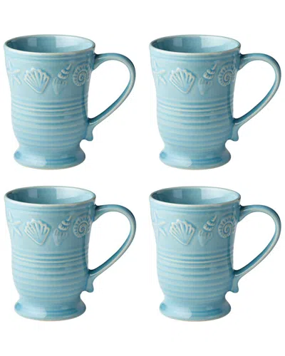 Certified International Coastline Blue Set Of 4 Mugs