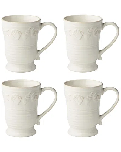 Certified International Coastline Cream Set Of 4 Mugs In White