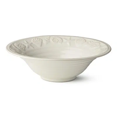 Certified International Coastline Cream Stoneware Deep Bowl 11 X 3.5 Inches, Embossed Coastal Shell And Starfish Bowl With G