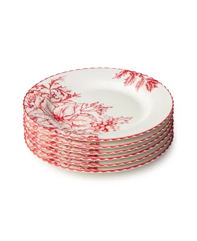 Certified International Crimson Noel Salad Plates, Set Of 6 In Red