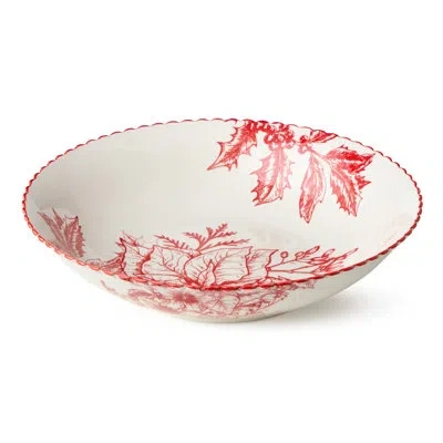 Certified International Crimson Noel Serving Bowl In White