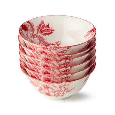 Certified International Crimson Noel Set Of 6 Small All Purpose Bowls In Red