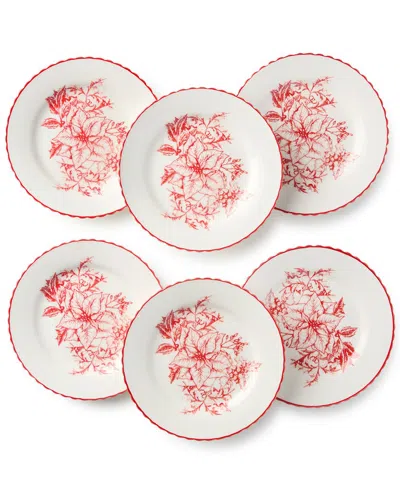 Certified International Crimson Noel Set Of 6 Canape Plates In Multi
