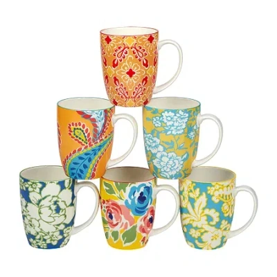 Certified International Damask Floral Set Of 6 Mugs 6 Assorted In Multi