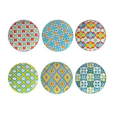 Certified International Damask Floral 6pc Earthenware Appetizer Plate Set In Multi