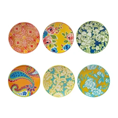 Certified International Damask Floral 6pc Earthenware Salad Plate Set In Multi