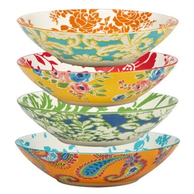 Certified International Damask Floral Set Of 4 Soup Bowl 4 Asst In Multicolored