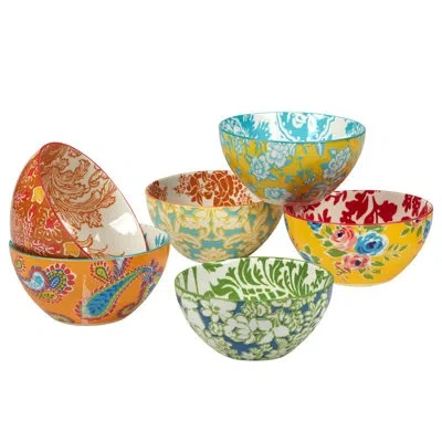 Certified International Damask Floral Set Of 6 All Purpose Bowl 4.75" 6 Asst In Multicolored