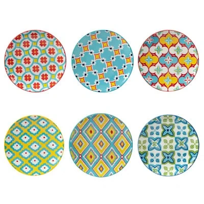 Certified International Damask Floral Set Of 6 Canape Plate In Multi