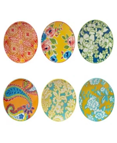 Certified International Damask Floral Set Of 6 Salad Plate In Multicolor