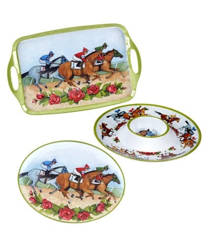 Certified International Derby Day At The Races 3 Pc Melamine Serving Set In Miscellaneous