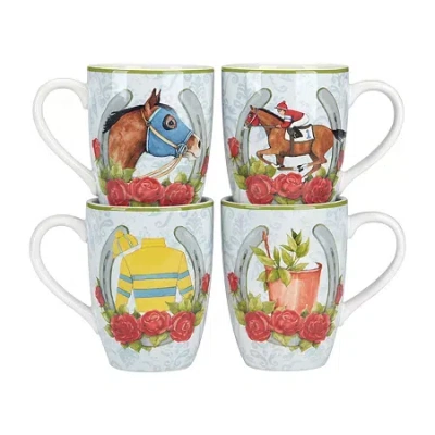 Certified International Derby Day At The Races 4-pc. Coffee Mug In White